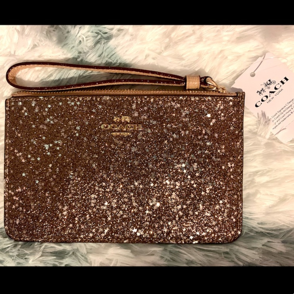Brand New Coach•Small Gold Star Glitter Wristlet - Picture 7 of 7